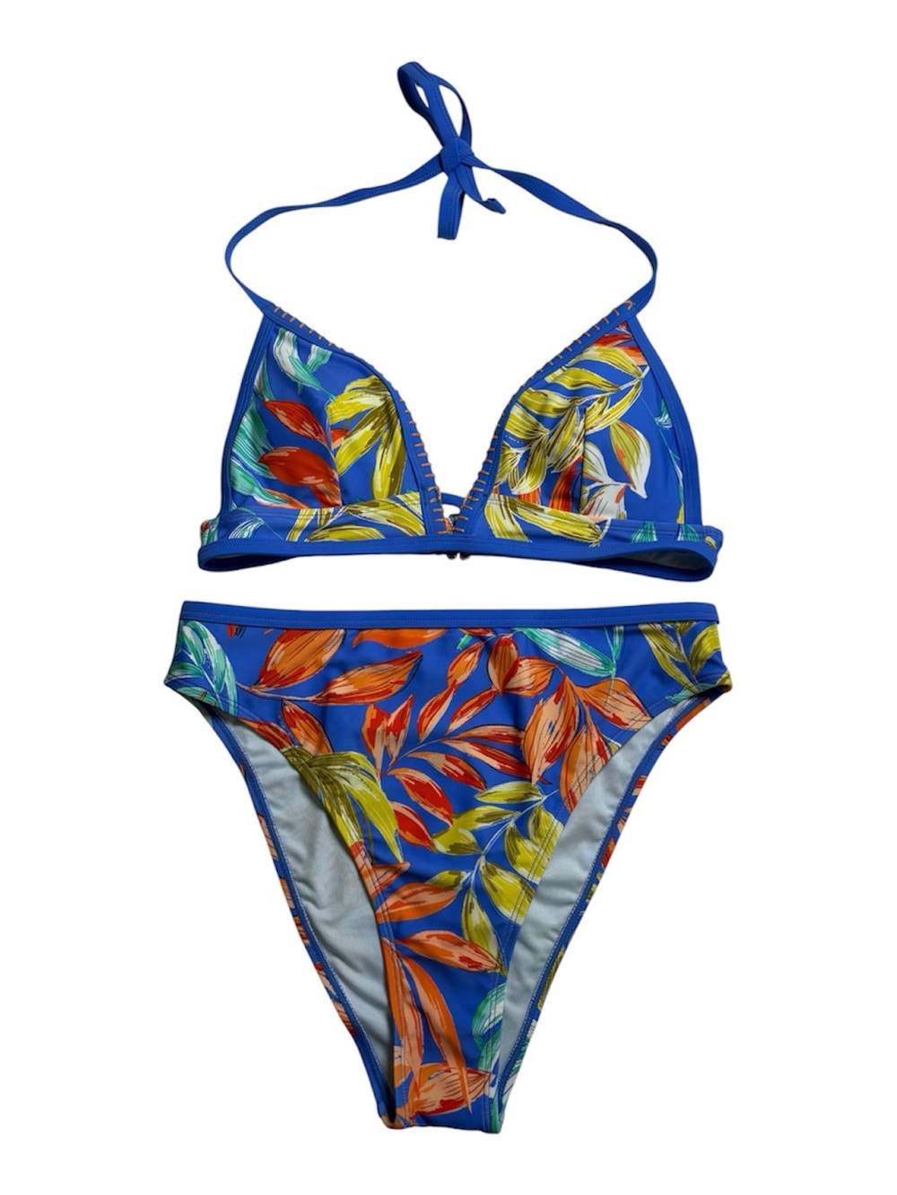 Cupshe Blue Tropical Floral Triangle Bikini Set